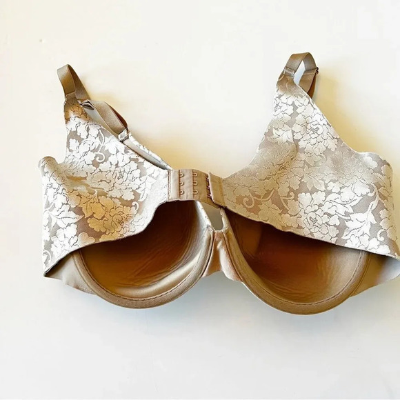 Soma Vanishing Back Beige Lace Print Bra Size 40C Underwire Support Minimizer - Picture 2 of 8